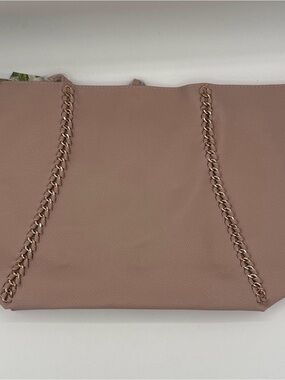 Badgley Mischka Blush Pink Tote with Gold Chain Trim